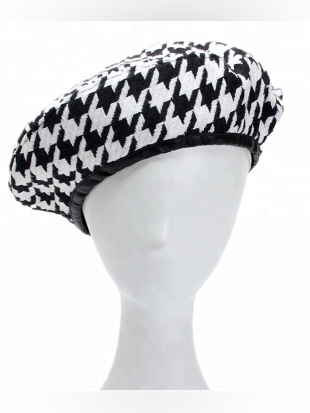 Houndstooth Black and White Beret